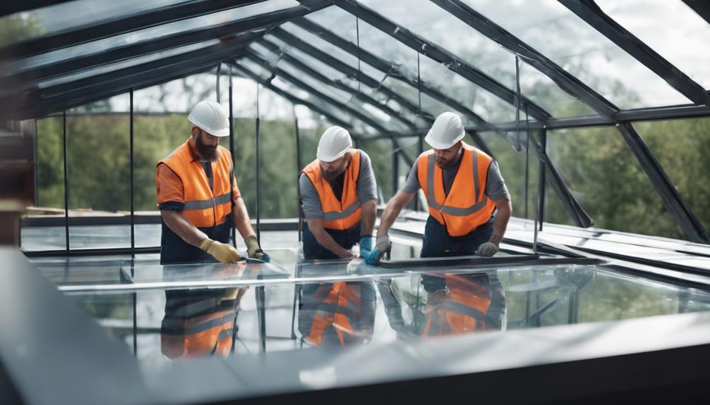 Mão de obra para uma cobertura de vidro Mão de obra para uma cobertura de vidro